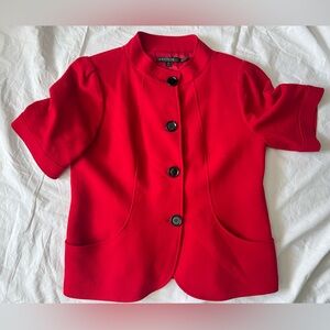 Lafayette 148 size 2XL  (18 ) Red Button-Up Short Sleeve Top